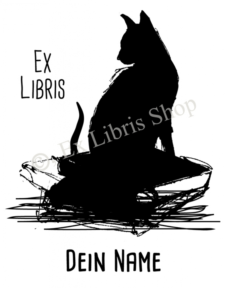 Bookplate stickers •Black cat•
